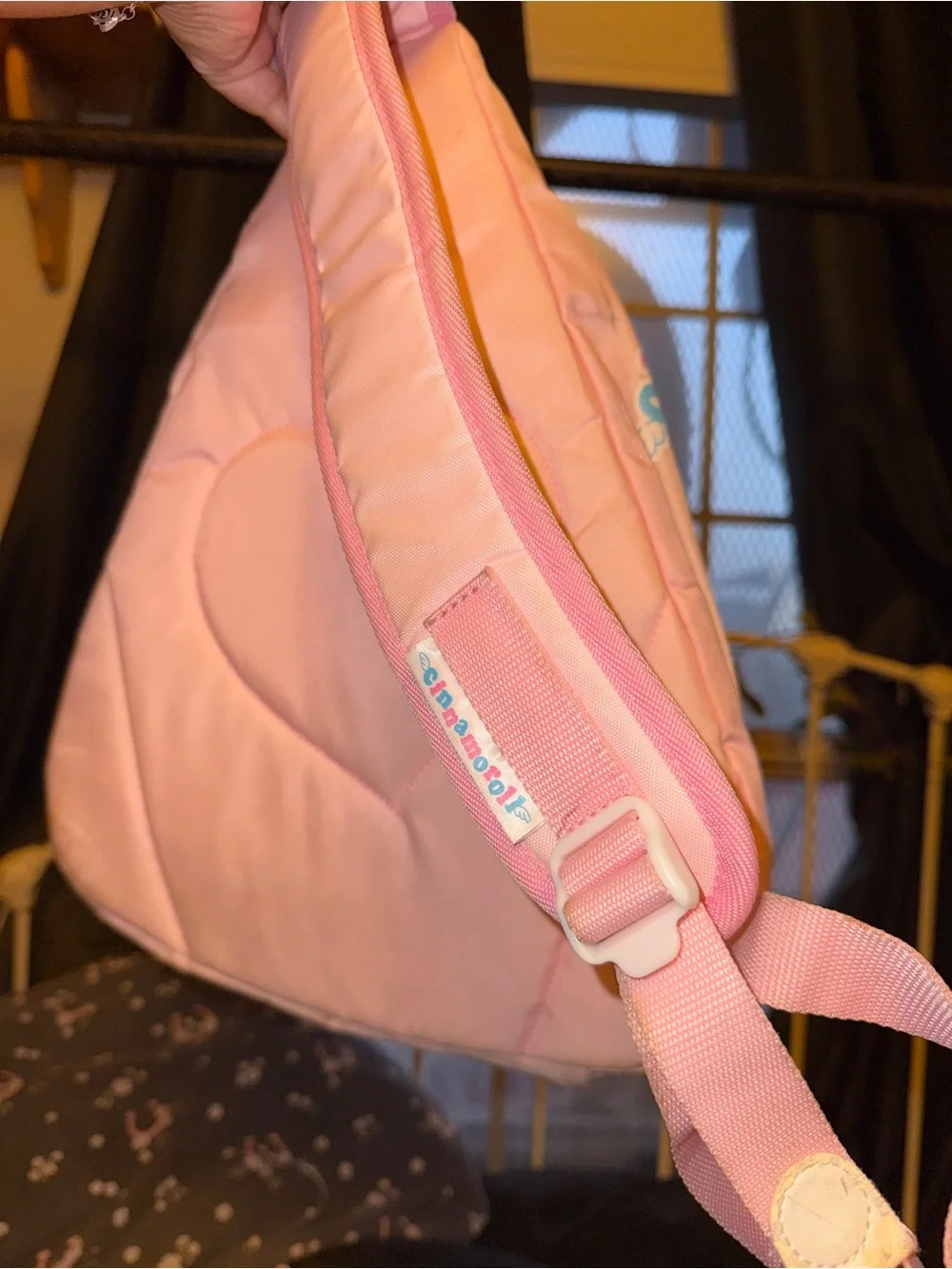 Cinnamoroll Pink Sling Backpack with Cloud Mesh Pocket